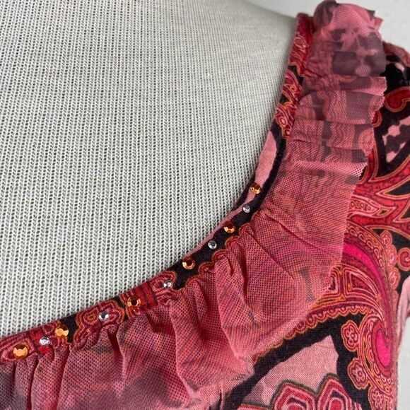 Live and Let Live Short Sleeve Paisley Blouse Top - Picture 5 of 8
